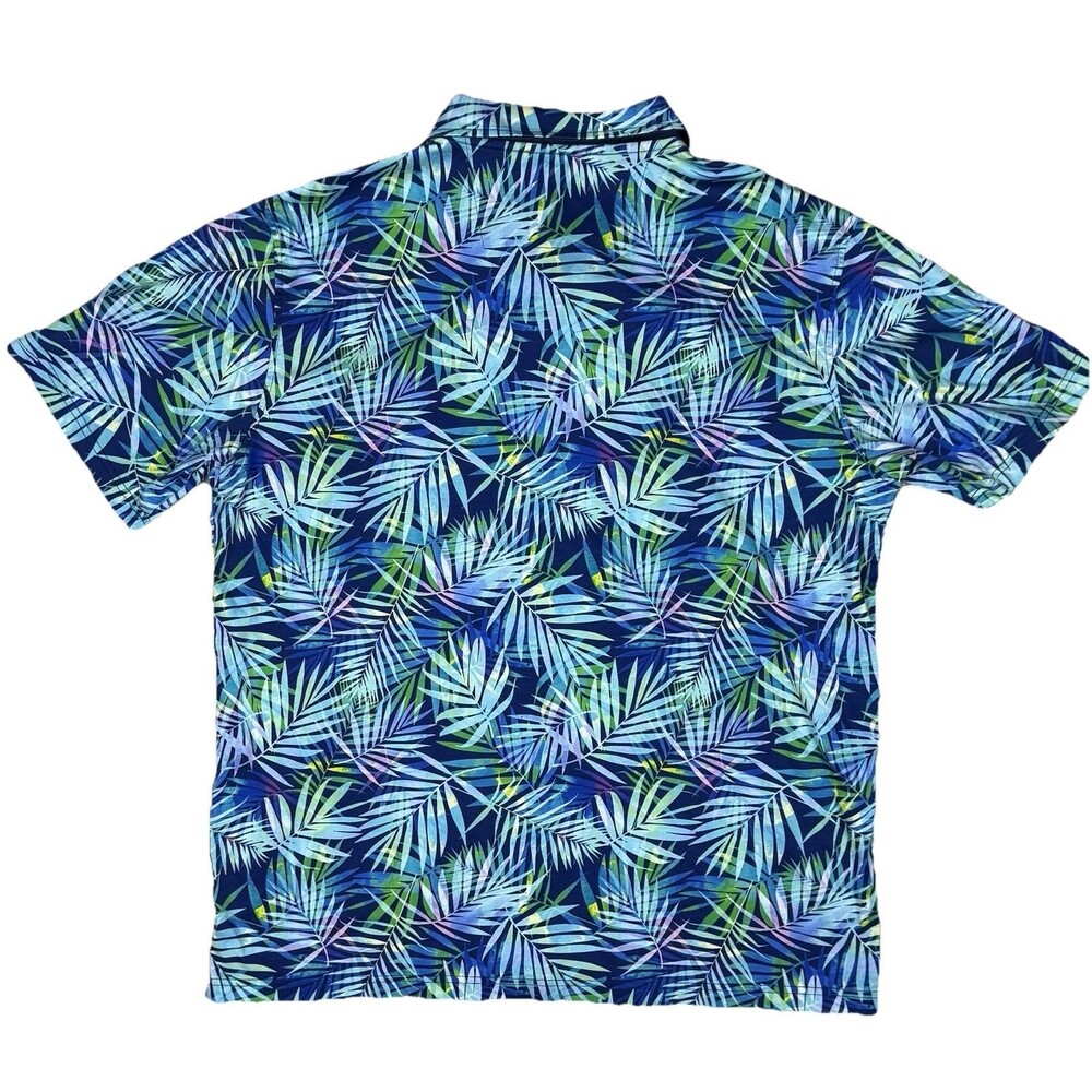 Bugatchi Golf Polo Shirt‎ Men's XXL Blue Palm Leaf - Picture 3 of 8